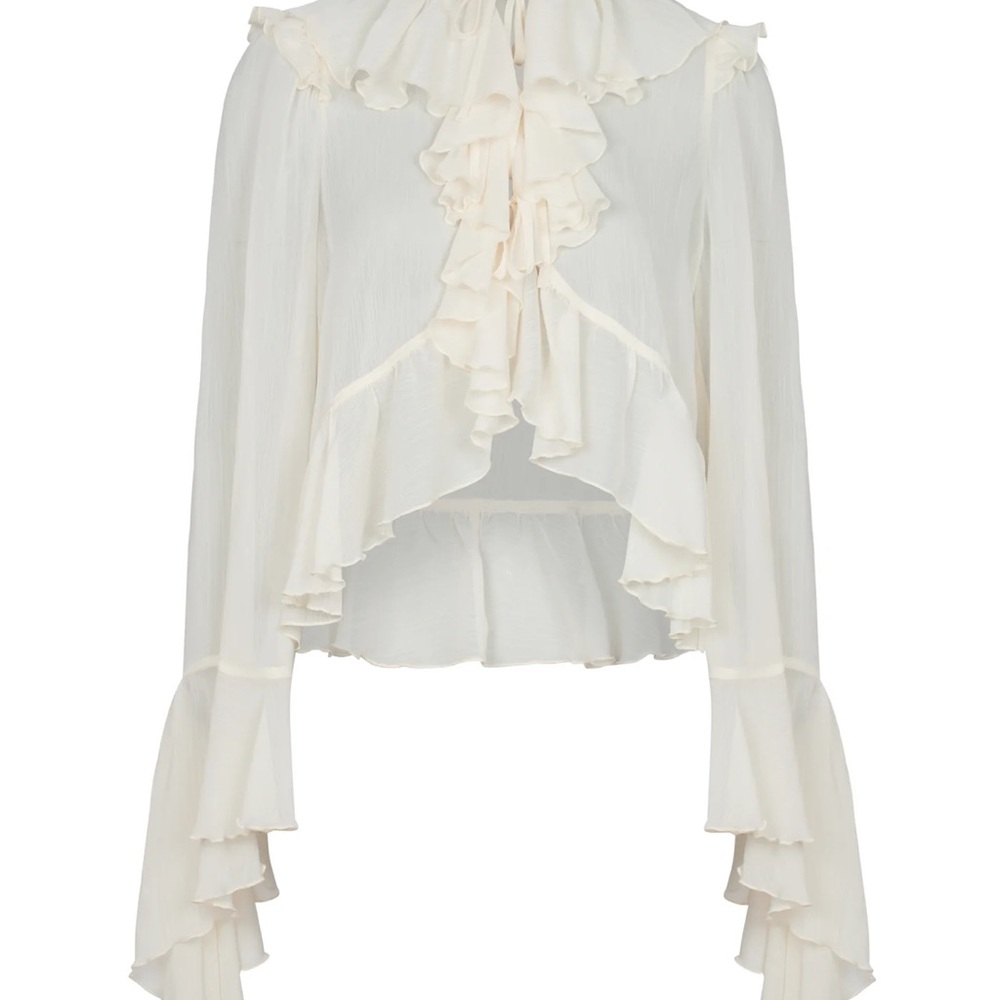 Chic Ivory Ruffle Blouse
